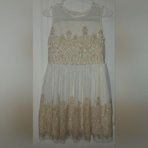 Elegant Cream and Gold Kids Dress